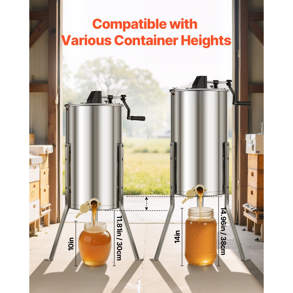 VEVOR Manual Honey Extractor 2 Frame Honey Spinner Beekeeping Stainless Steel
