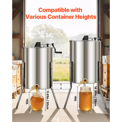 VEVOR Manual Honey Extractor 4/8 Frame Honey Spinner Beekeeping Stainless Steel
