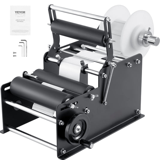 VEVOR Manual Round Labeling Machine, 15-20pcs/min, Bottle Label Applicator for Round