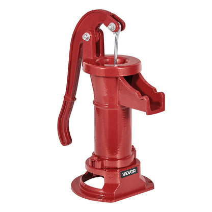 Well Hand Pitcher Pump, 25 ft Maximum Lift, Antique Cast Iron Manual Hand Water Pump, NPT 1-1/4 in Connection, Easy Installation, Old Fashioned for Outdoor Garden, Pond, Backyard, Farm, Red