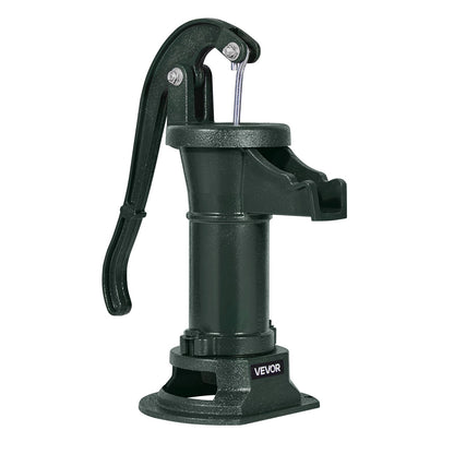 Well Hand Pitcher Pump, 25 ft Maximum Lift, Antique Cast Iron Manual Hand Water Pump, NPT 1-1/4 in Connection, Easy Installation, Old Fashioned for Outdoor Garden, Pond, Backyard, Farm, Green