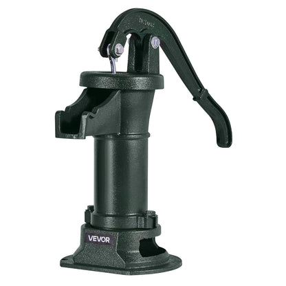 Well Hand Pitcher Pump, 25 ft Maximum Lift, Antique Cast Iron Manual Hand Water Pump, NPT 1-1/4 in Connection, Easy Installation, Old Fashioned for Outdoor Garden, Pond, Backyard, Farm, Green