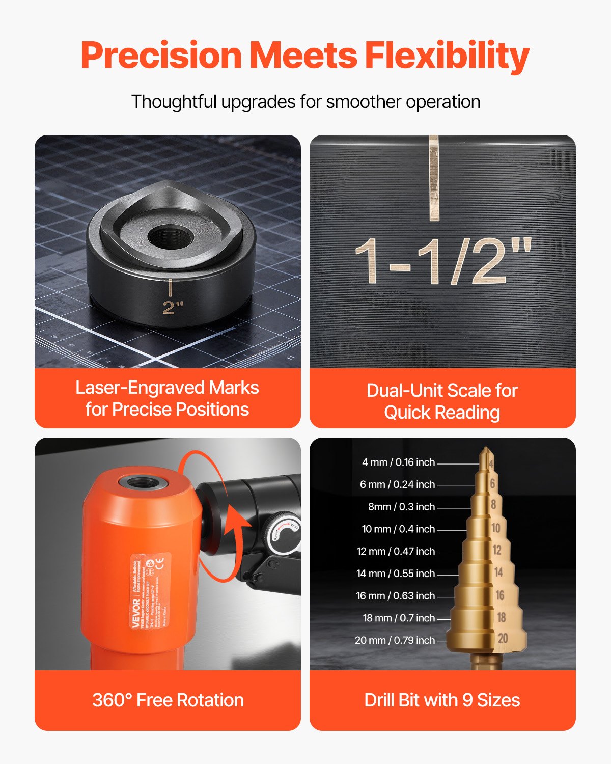 Knockout Punch Set, 147.1 kN Hydraulic Knockout Set, 12.7 to 101.6mm KO Tool Kit Hole Making Tool, KO Tools Kit W/10 Dies for Metal Electrical Cabinet, Electrical Control Cabinet, Switch Cabinet
