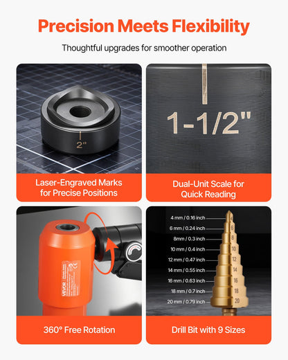 Knockout Punch Set, 147.1 kN Hydraulic Knockout Set, 12.7 to 101.6mm KO Tool Kit Hole Making Tool, KO Tools Kit W/10 Dies for Metal Electrical Cabinet, Electrical Control Cabinet, Switch Cabinet
