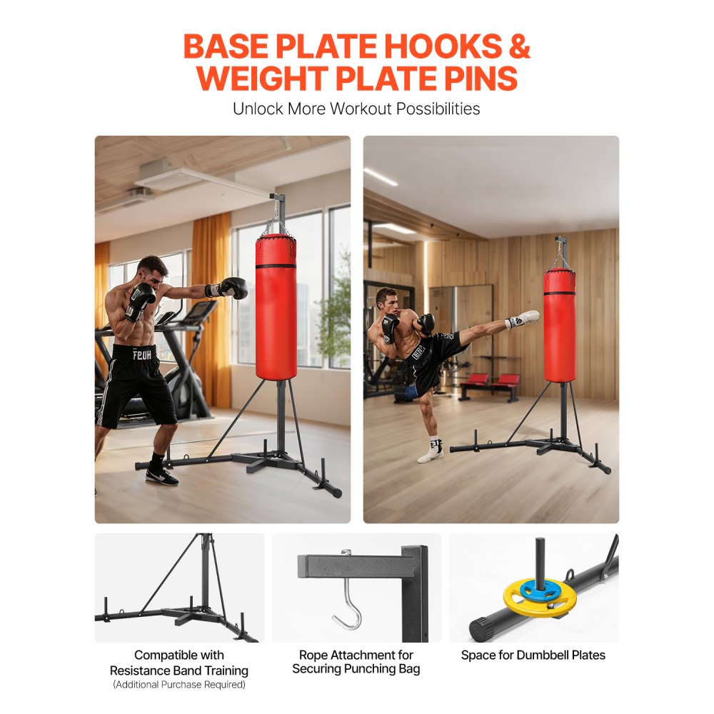 VEVOR Heavy Duty Punching Bag Frame Boxing Fitness Stand Steel Adjustable Height