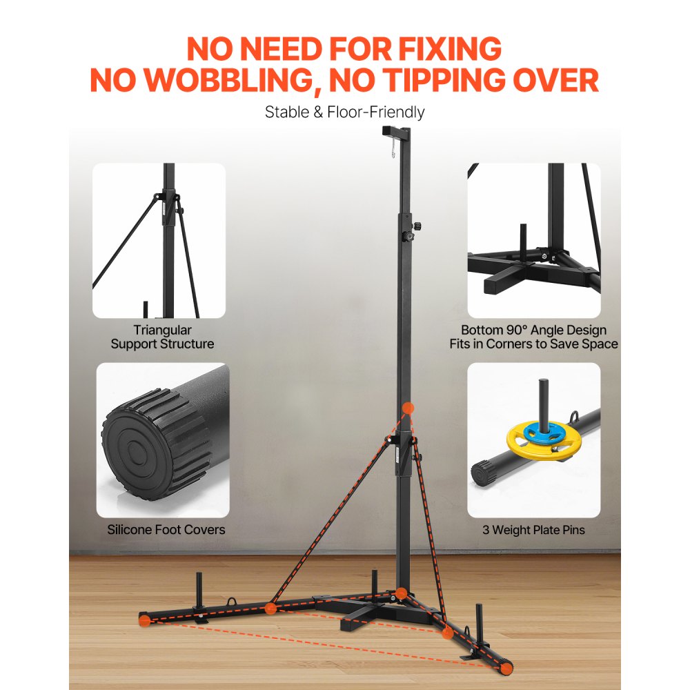 VEVOR Heavy Duty Punching Bag Frame Boxing Fitness Stand Steel Adjustable Height