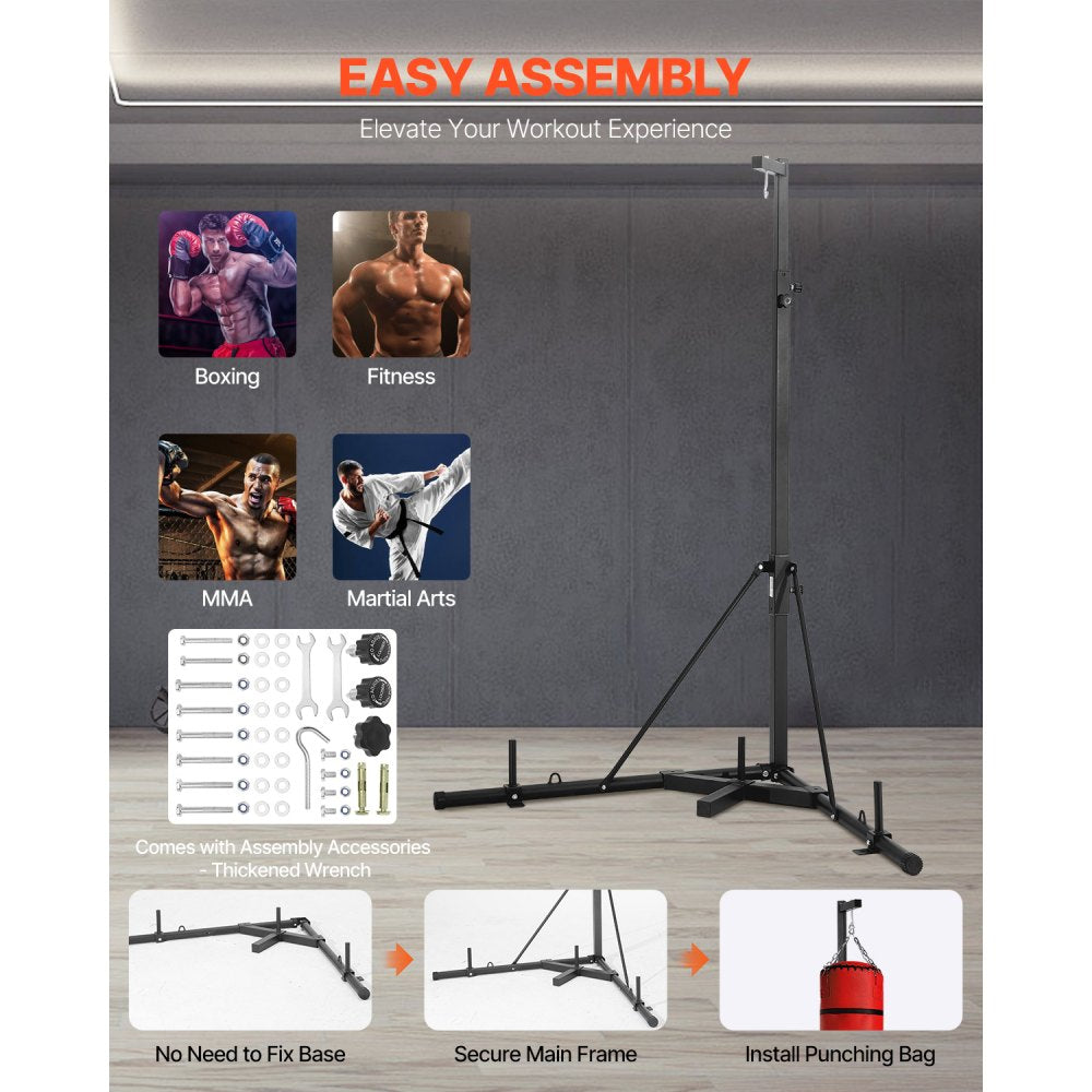 VEVOR Heavy Duty Punching Bag Frame Boxing Fitness Stand Steel Adjustable Height