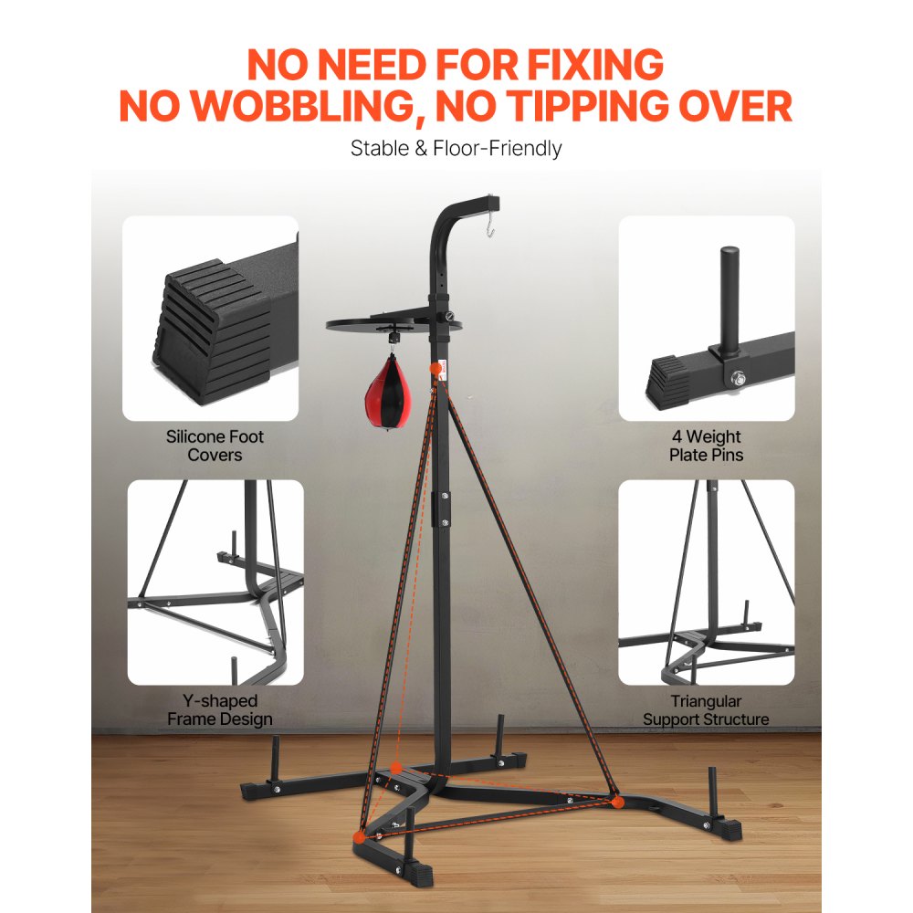 VEVOR 2 in 1 Heavy Duty Punching Bag Frame Boxing Punching Fitness Stand Steel