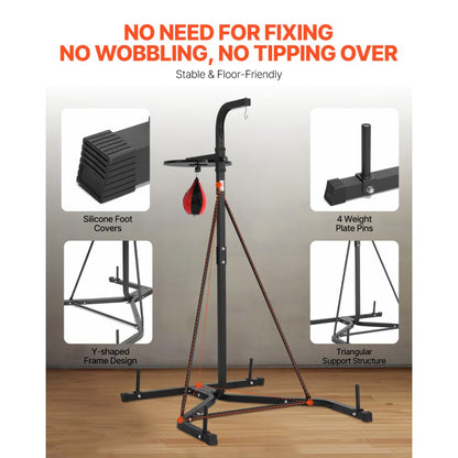 VEVOR 2 in 1 Heavy Duty Punching Bag Frame Boxing Punching Fitness Stand Steel