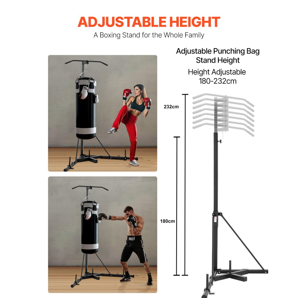 2 in 1 Punching Bag Stand, Steel Heavy Duty Workout Equipment, Adjustable Height Boxing Punching Bag Stand with Pull Up 