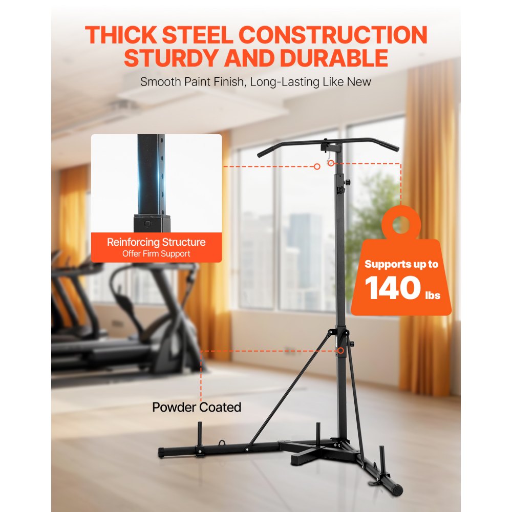 2 in 1 Punching Bag Stand, Steel Heavy Duty Workout Equipment, Adjustable Height Boxing Punching Bag Stand with Pull Up 