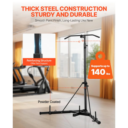 2 in 1 Punching Bag Stand, Steel Heavy Duty Workout Equipment, Adjustable Height Boxing Punching Bag Stand with Pull Up 