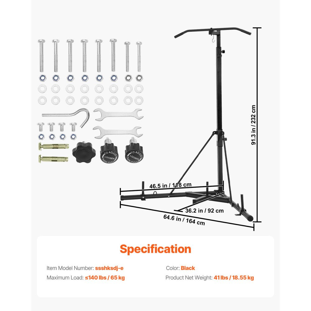 2 in 1 Punching Bag Stand, Steel Heavy Duty Workout Equipment, Adjustable Height Boxing Punching Bag Stand with Pull Up 