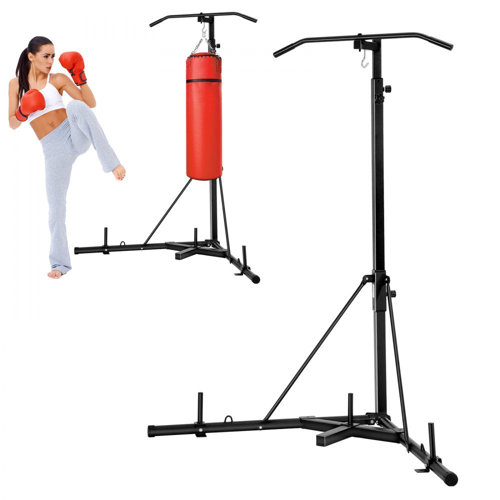 2 in 1 Punching Bag Stand, Steel Heavy Duty Workout Equipment, Adjustable Height Boxing Punching Bag Stand with Pull Up 