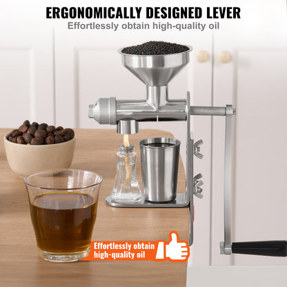 VEVOR Manual Oil Press Machine, Stainless Steel Oil Extractor Machine, Detachable