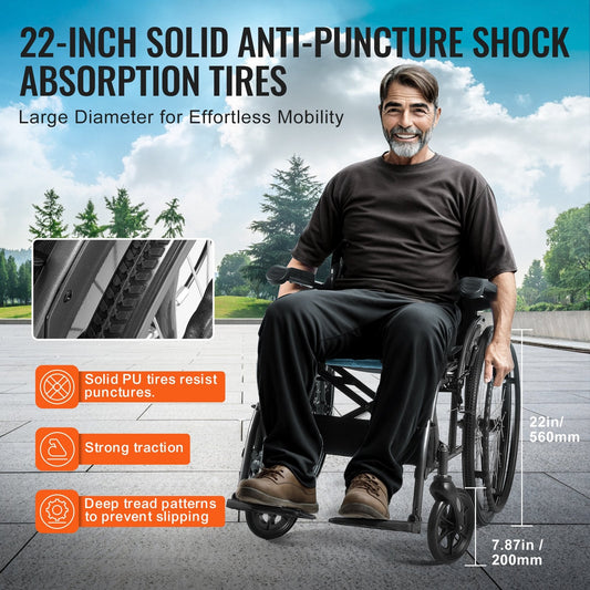 Ultra-Lightweight Aluminum Wheelchair, 46cm Wide Seat, 113kg Capacity