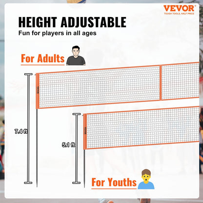 4-Way Volleyball & Badminton Net Set, Adjustable Height for Outdoor Fun