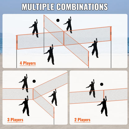 4-Way Volleyball & Badminton Net Set, Adjustable Height for Outdoor Fun