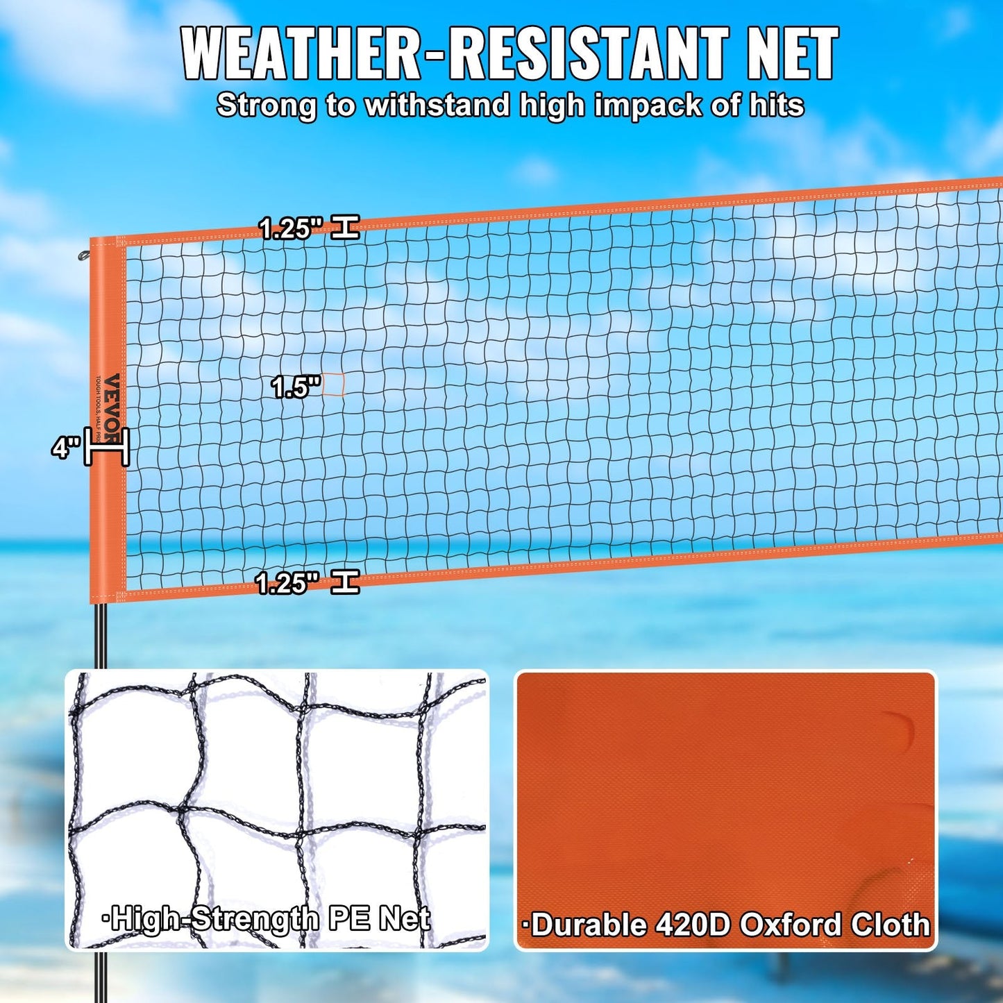 4-Way Volleyball & Badminton Net Set, Adjustable Height for Outdoor Fun