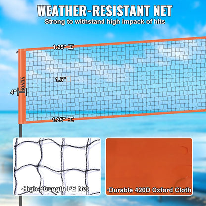 4-Way Volleyball & Badminton Net Set, Adjustable Height for Outdoor Fun
