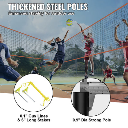 VEVOR 4-Way Volleyball Net, Adjustable Height Badminton Net Set for Backyard Beach