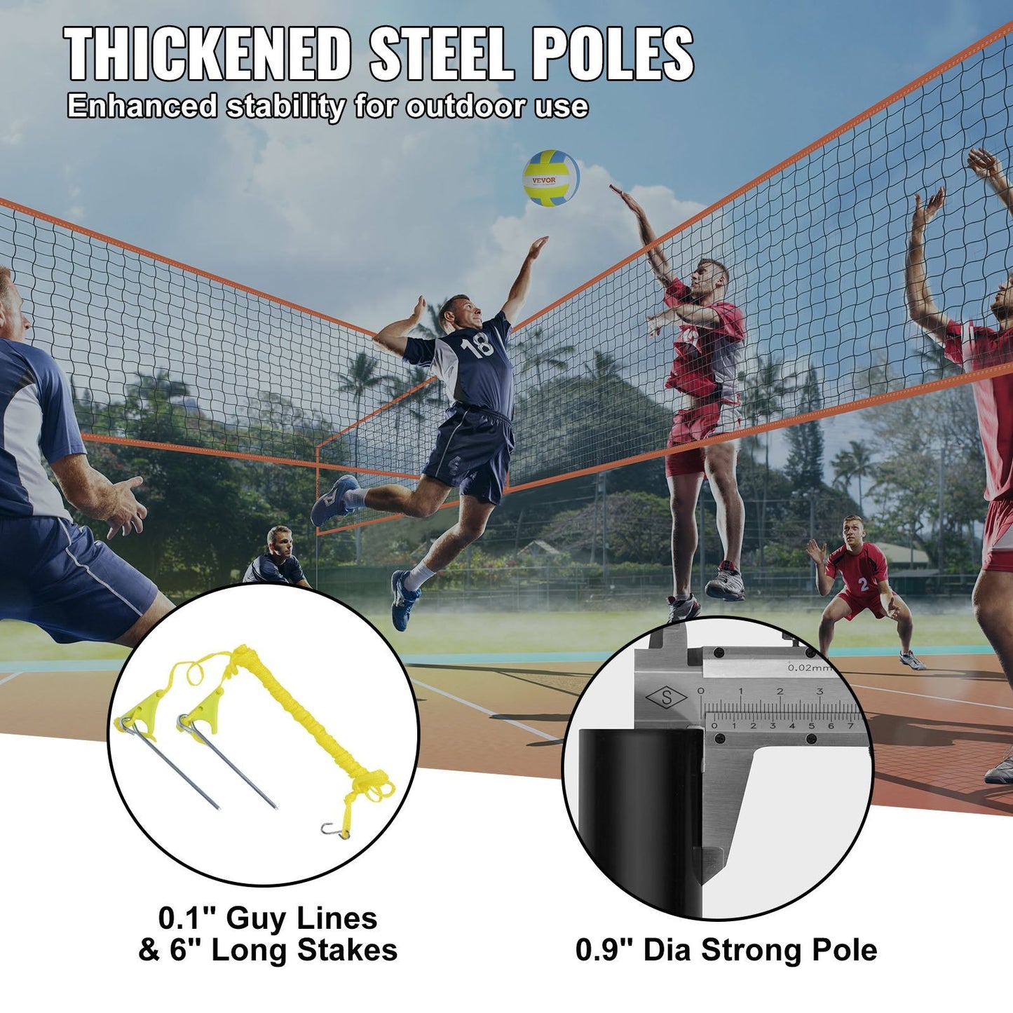 4-Way Volleyball & Badminton Net Set, Adjustable Height for Outdoor Fun
