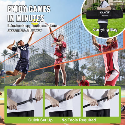 4-Way Volleyball & Badminton Net Set, Adjustable Height for Outdoor Fun