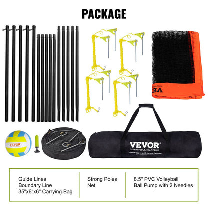 4-Way Volleyball & Badminton Net Set, Adjustable Height for Outdoor Fun
