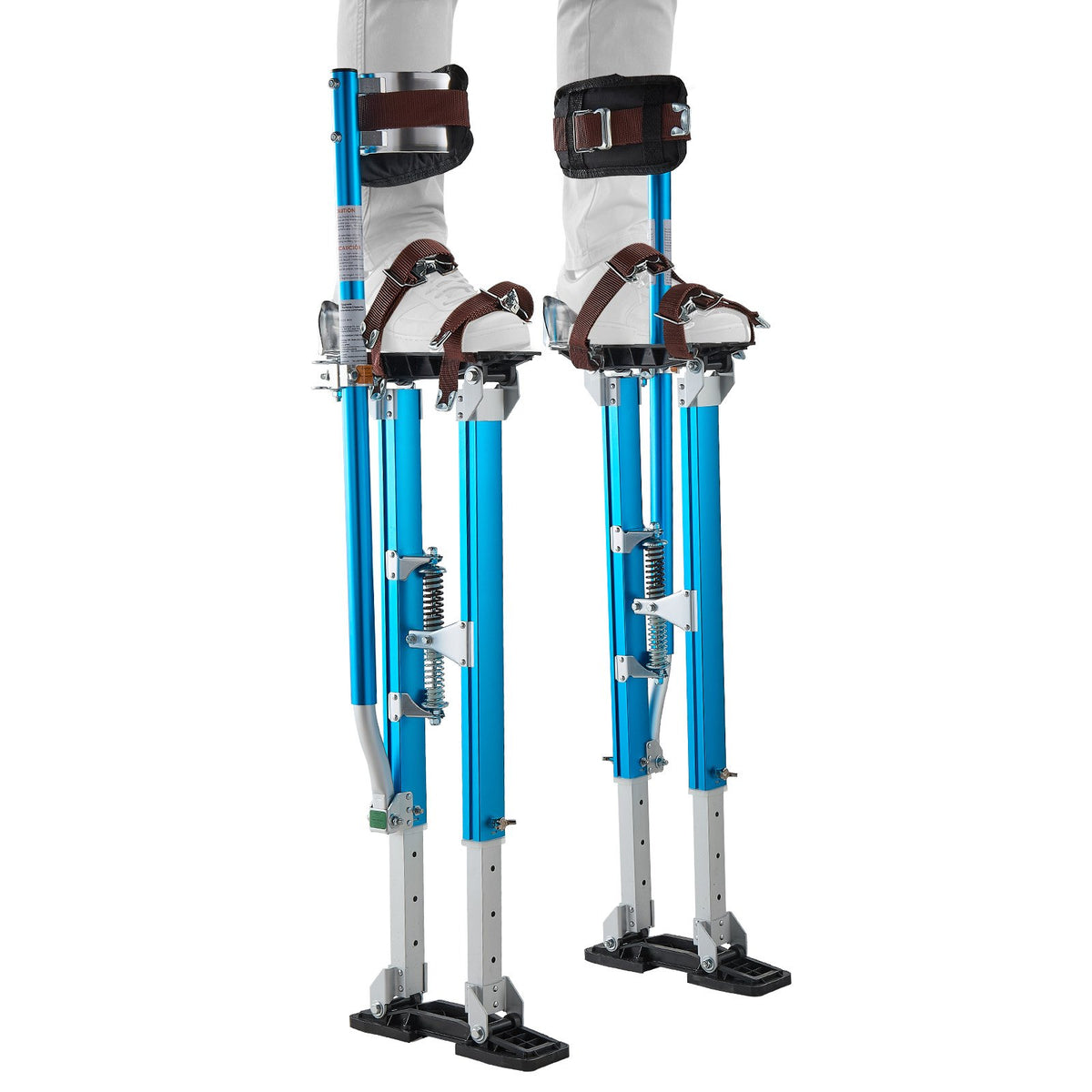 Drywall Stilts, 615-1023 mm Adjustable Aluminum Painter Stilts, 103 kg Load Capacity, Non-Slip Rubber Feet, Dual Spring Shock Absorption, Comfortable Leg Straps for Painting, Decoration,Blue