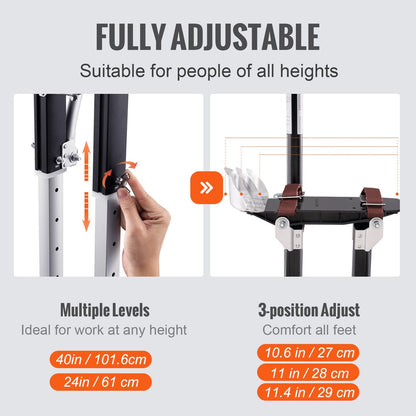 Adjustable Aluminum Drywall Stilts with Knee Pads, 61-101.6 cm, 103 kg Capacity