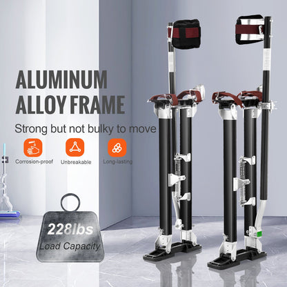 VEVOR Drywall Stilts, 61-101.6 cm Adjustable Aluminum Tool Stilts with Protective