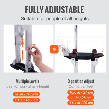 Aluminum Adjustable Stilts for Painting and Taping, 45.7-76.2 cm Height Range