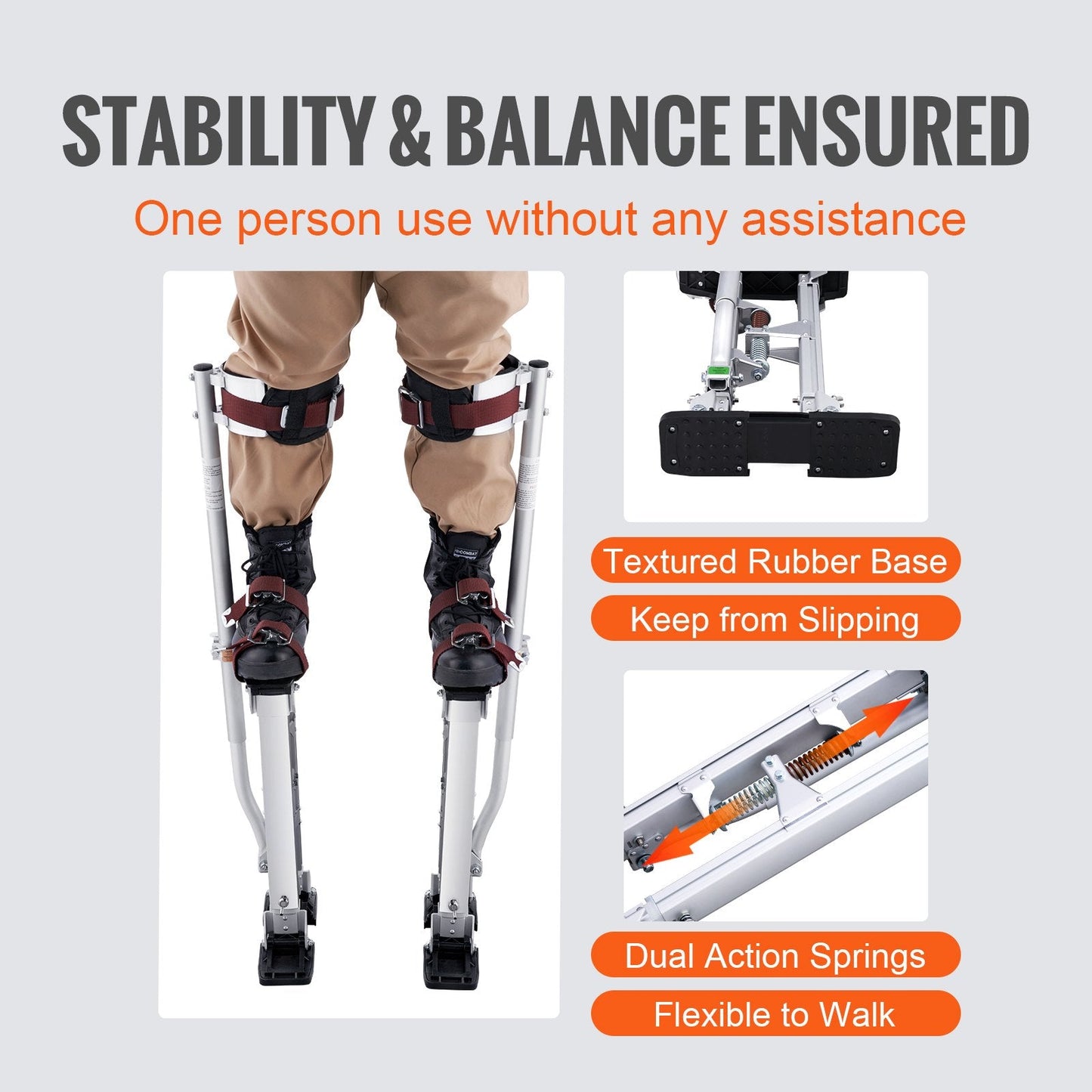 Aluminum Adjustable Stilts for Painting and Taping, 45.7-76.2 cm Height Range