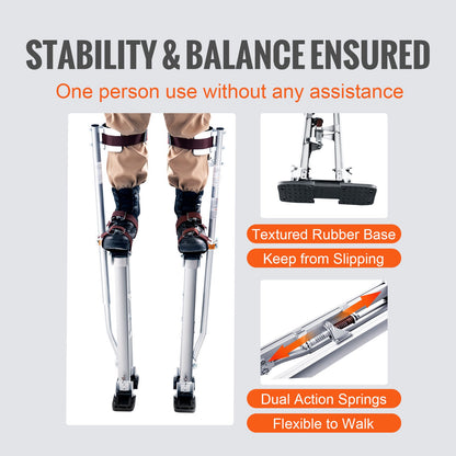 VEVOR Drywall Stilts, 24''-40'' Adjustable Aluminum Tool Stilts with Protective