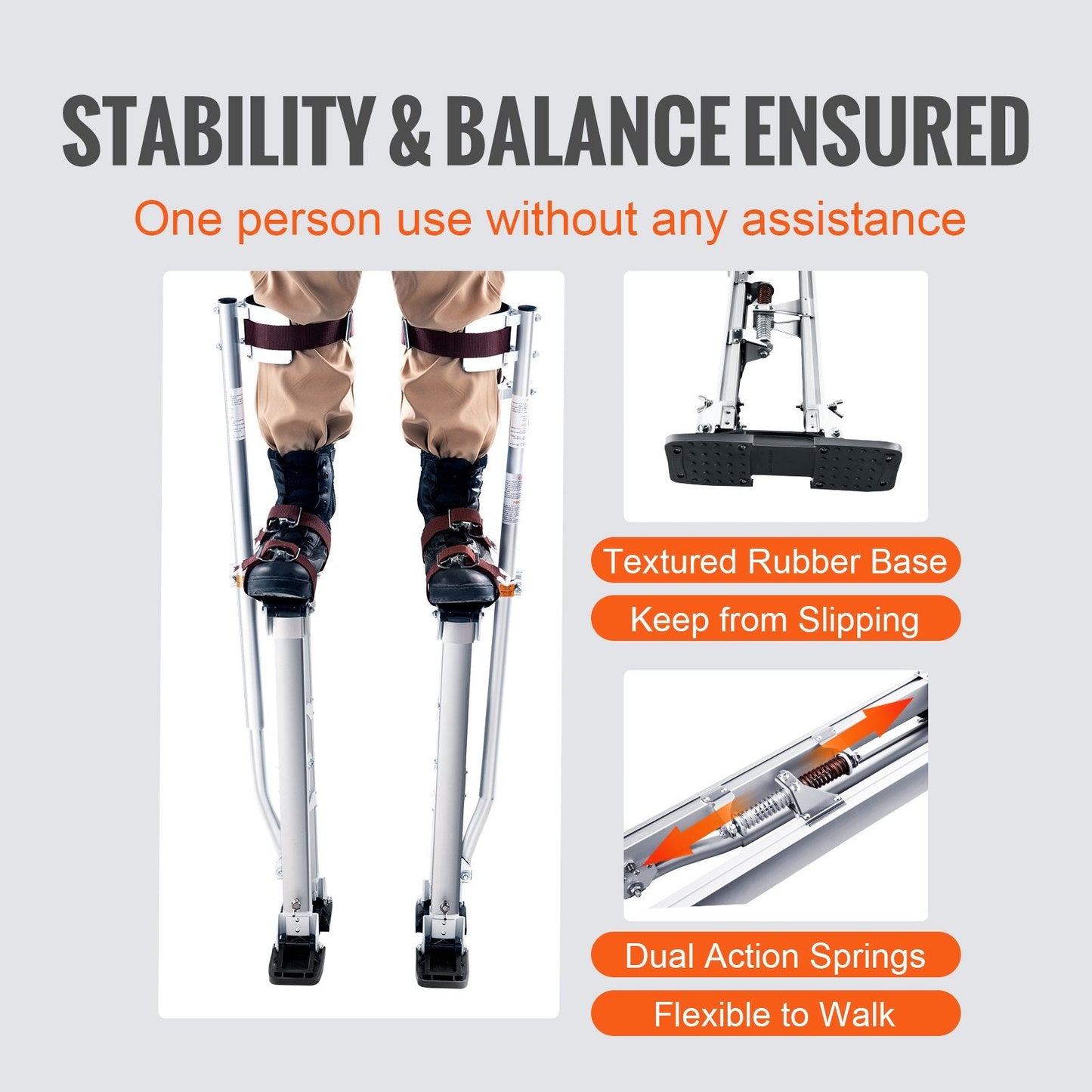 Adjustable Aluminum Stilts with Knee Pads for Painting & Taping, 61-101.6 cm