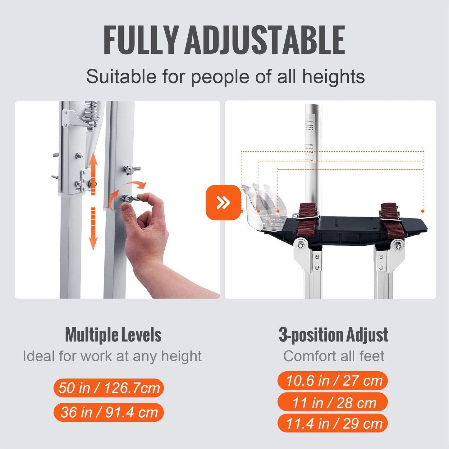 Adjustable Aluminum Stilts with Knee Pads for Painting and Home Improvement