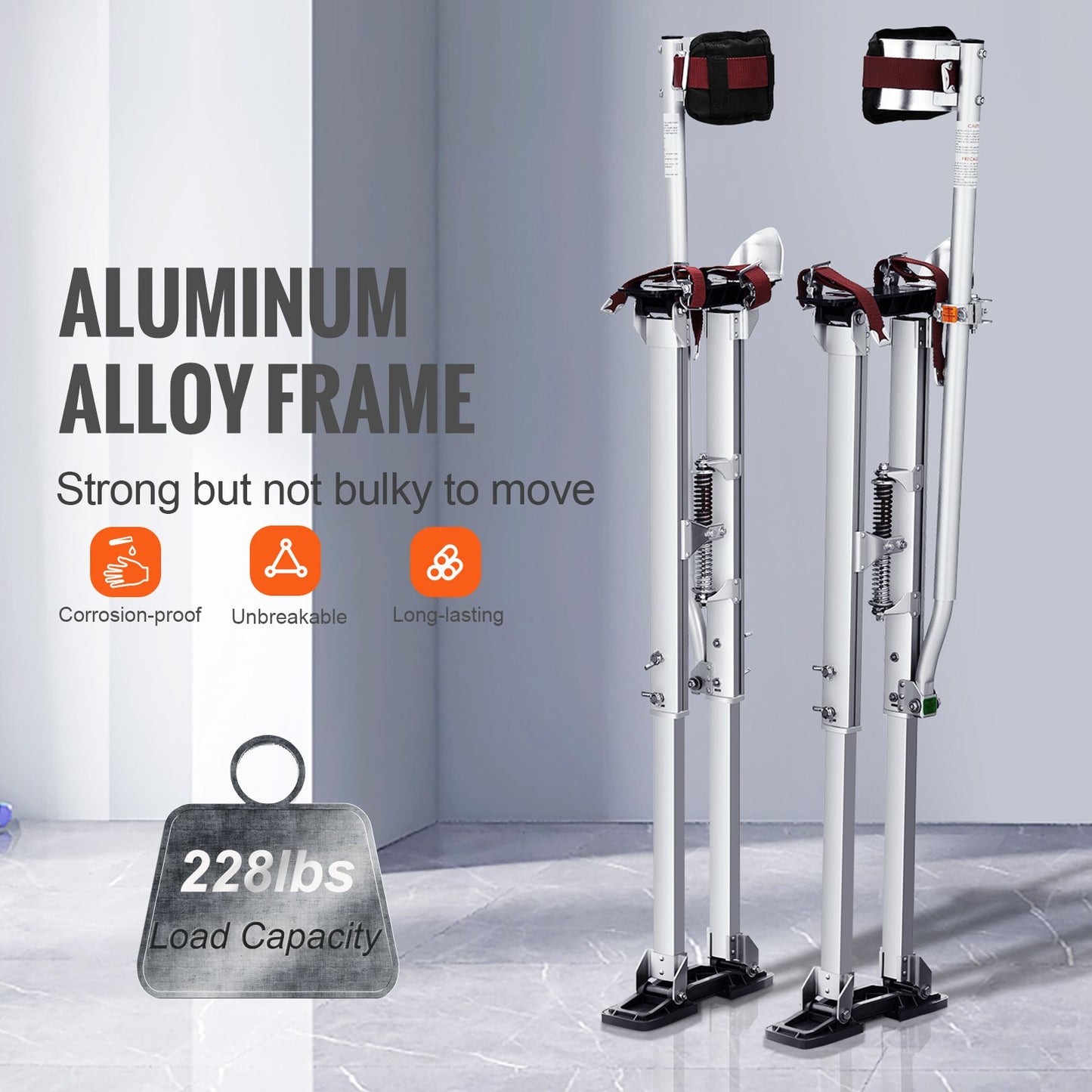 VEVOR Drywall Stilts, 91-127 cm Adjustable Aluminum Tool Stilts with Protective
