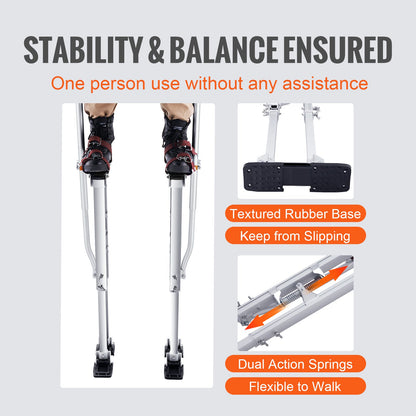 VEVOR Drywall Stilts, 91-127 cm Adjustable Aluminum Tool Stilts with Protective