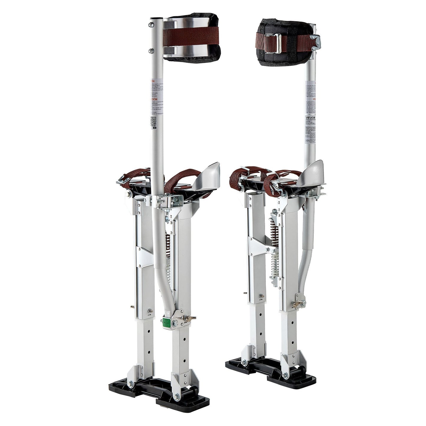 Drywall Stilts, 409-613 mm Adjustable Aluminum Painter Stilts, 103 kg Load Capacity, Non-Slip Rubber Feet, Dual Spring Shock Absorption, Comfortable Leg Straps for Painting, Decoration,Silver