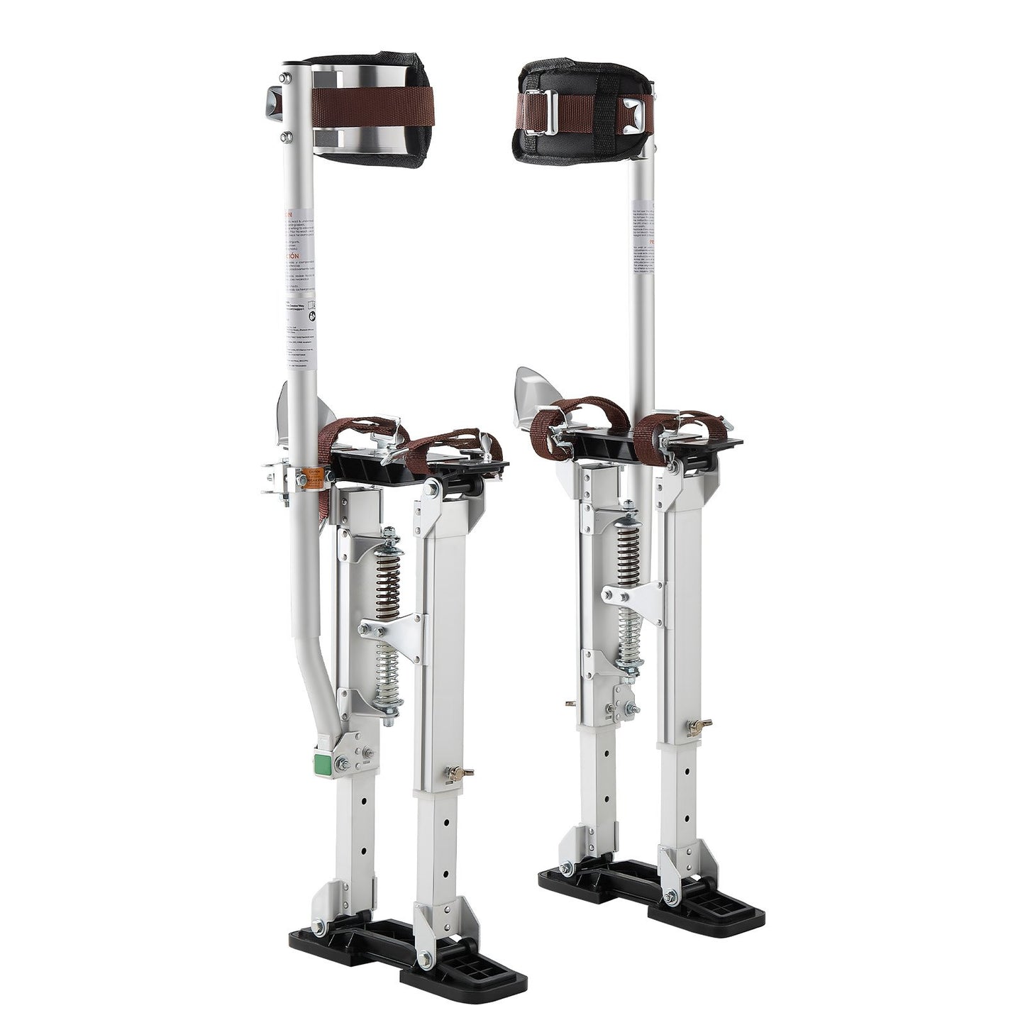 Drywall Stilts, 409-613 mm Adjustable Aluminum Painter Stilts, 103 kg Load Capacity, Non-Slip Rubber Feet, Dual Spring Shock Absorption, Comfortable Leg Straps for Painting, Decoration,Silver