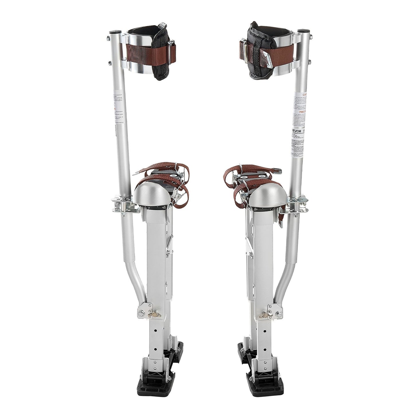 Drywall Stilts, 409-613 mm Adjustable Aluminum Painter Stilts, 103 kg Load Capacity, Non-Slip Rubber Feet, Dual Spring Shock Absorption, Comfortable Leg Straps for Painting, Decoration,Silver