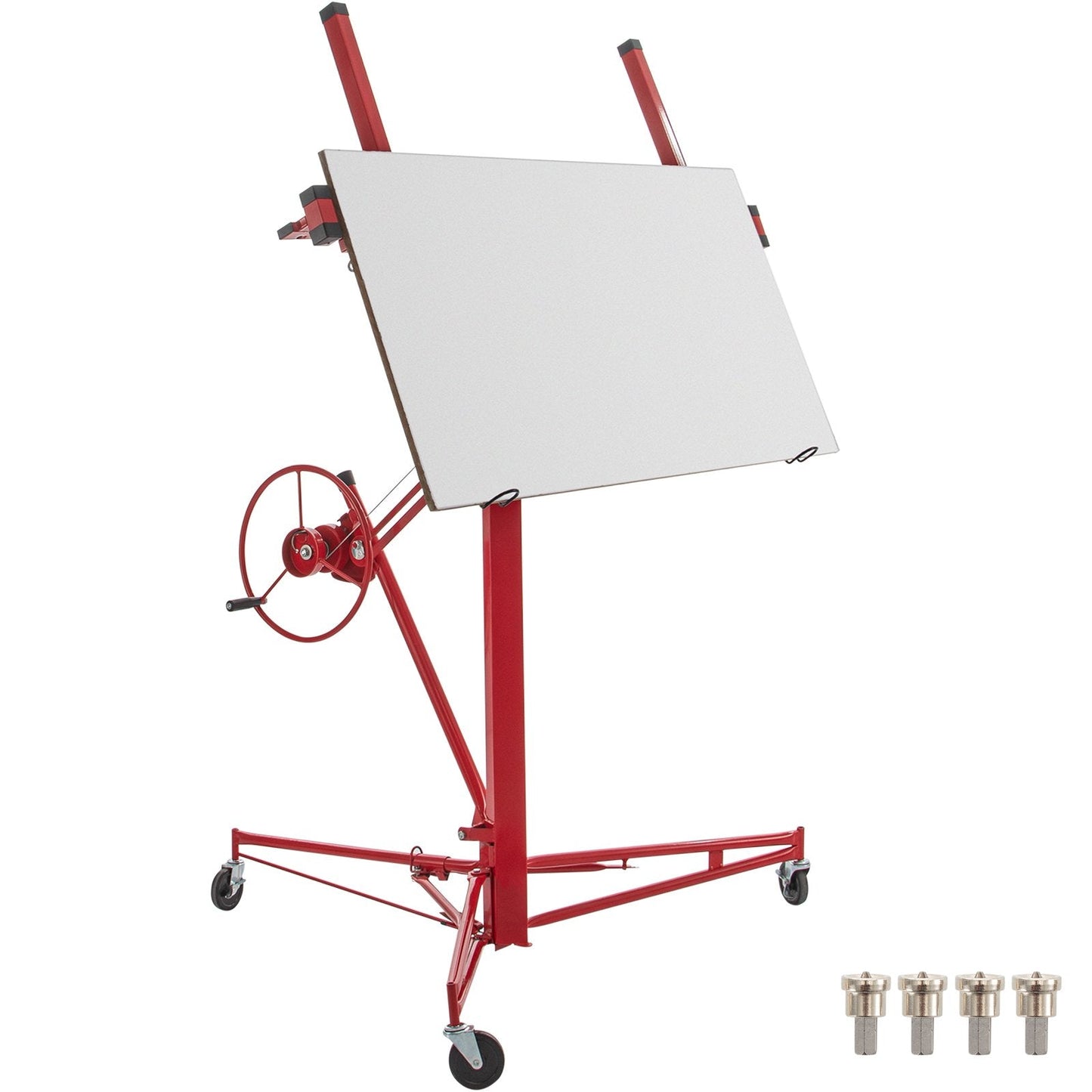 Heavy-Duty Drywall Panel Hoist with Lockable Wheels, 4.8m Lift, 68kg Capacity