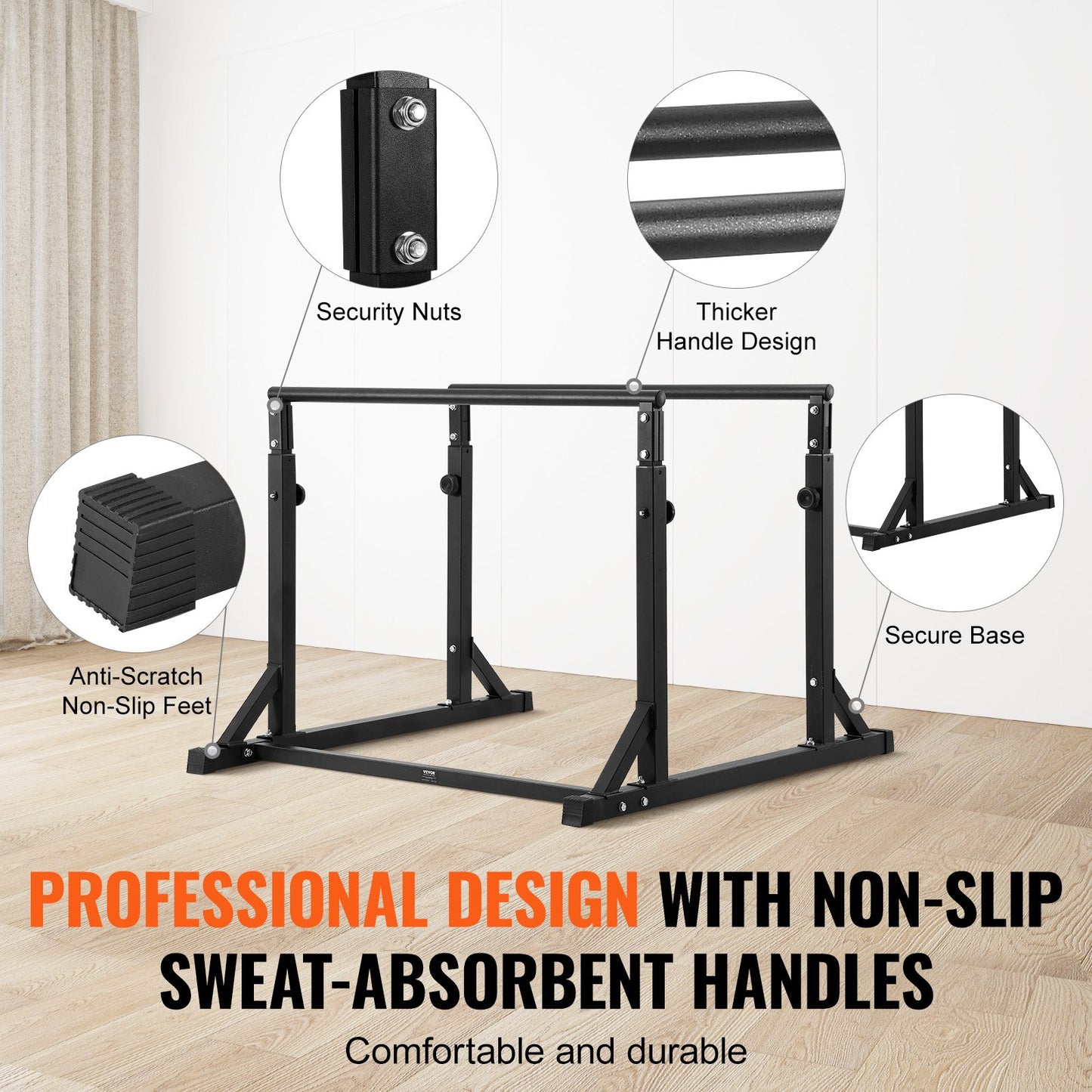 VEVOR Dip Bar, 363 kg Capacity, Heave Duty Dip Stand Station with Adjustable Height,
