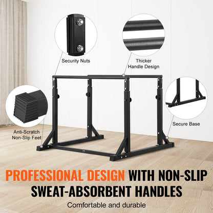 VEVOR Dip Bar, 363 kg Capacity, Heave Duty Dip Stand Station with Adjustable Height,