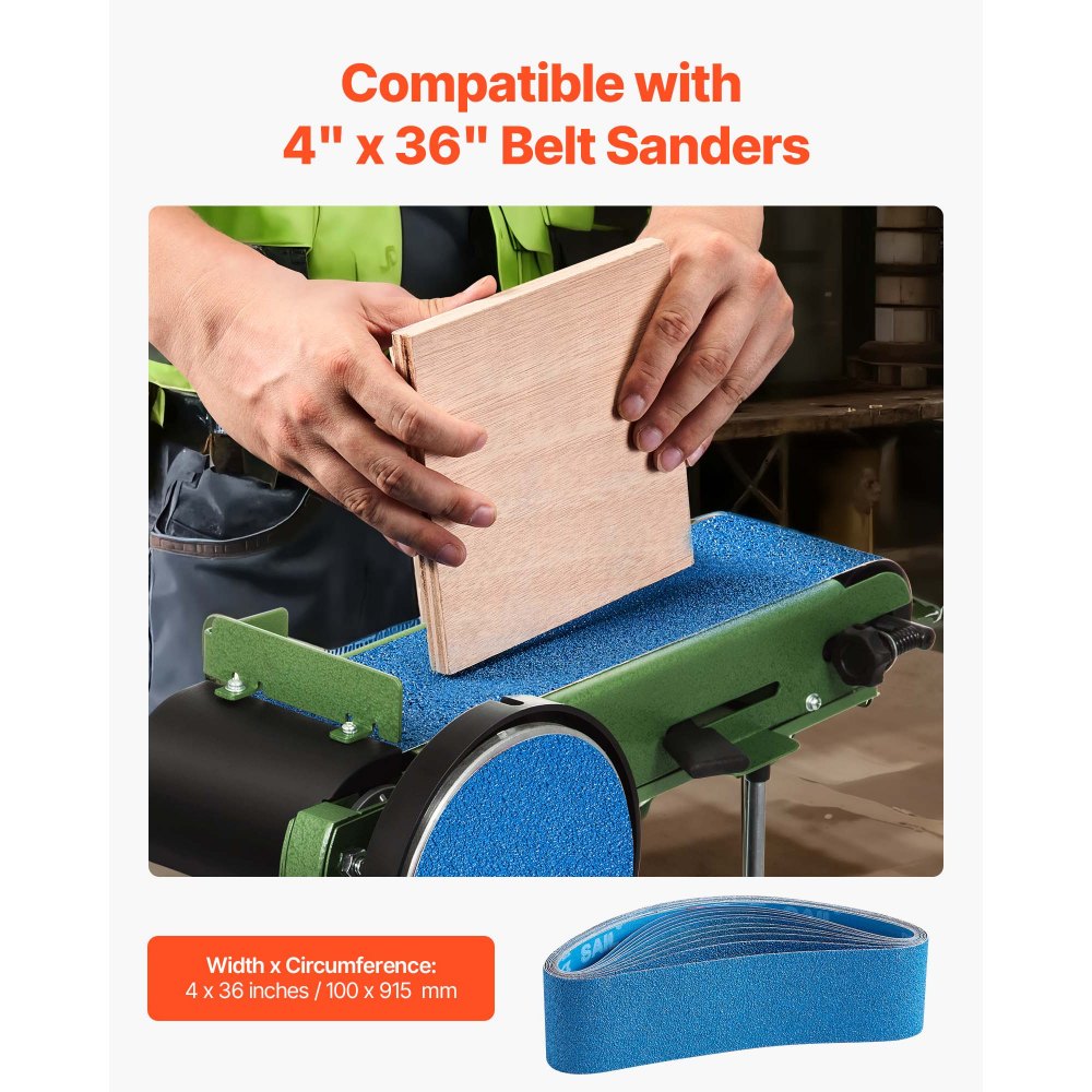Sanding Belts 100mm x 915mm 10 PCS Belt Sander Belts with Assorted Grits