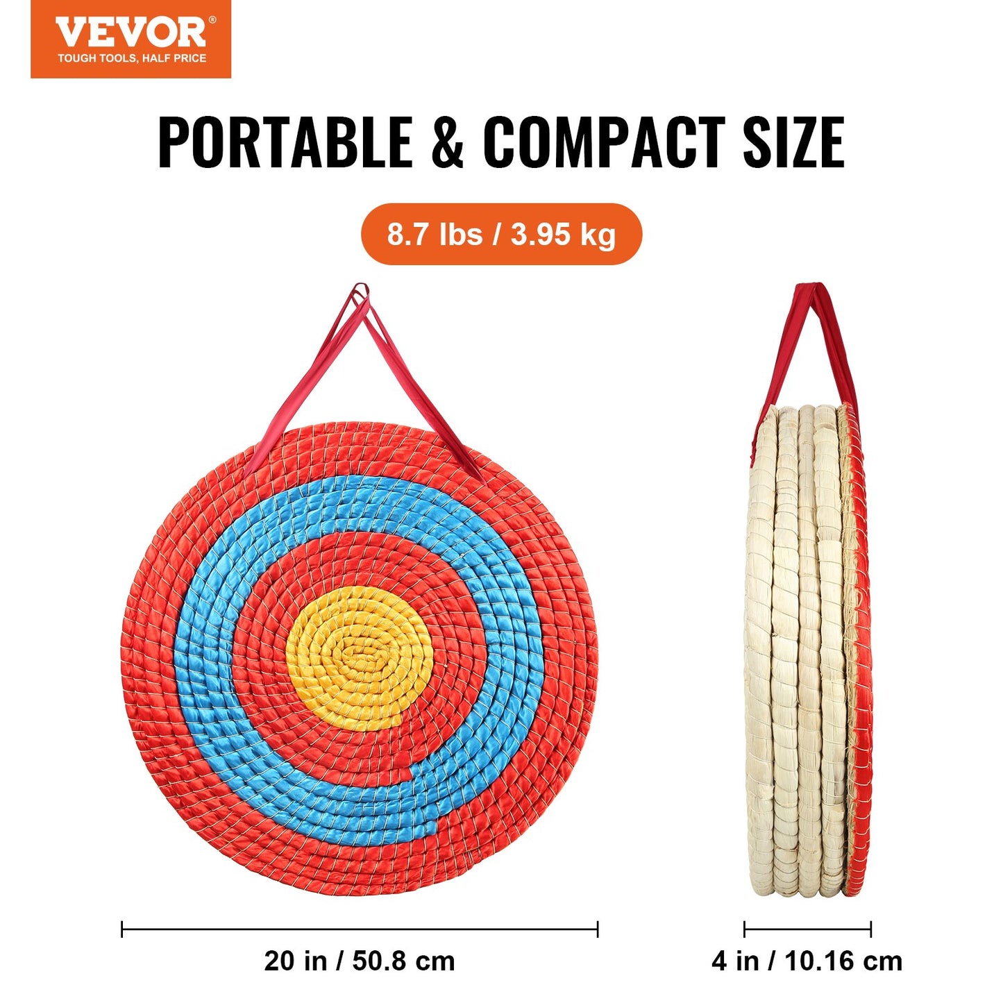 VEVOR Archery Target, 5 Layers 20" Arrow Target, Traditional Solid Straw Round Archery