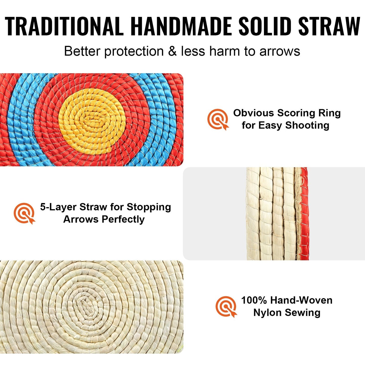 Traditional Straw Archery Target, 5 Layers, 0.5m Diameter, 3.95 kg, for Outdoor Use