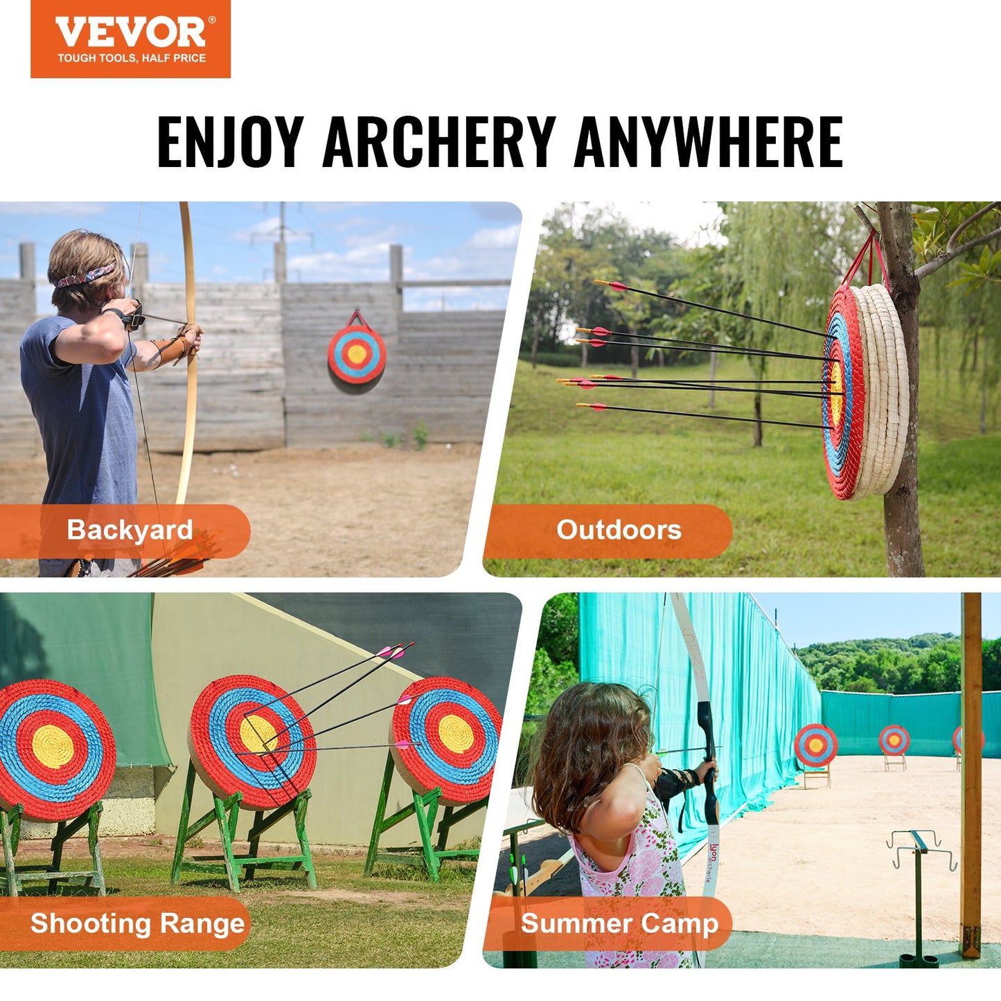VEVOR Archery Target, 5 Layers 20" Arrow Target, Traditional Solid Straw Round Archery