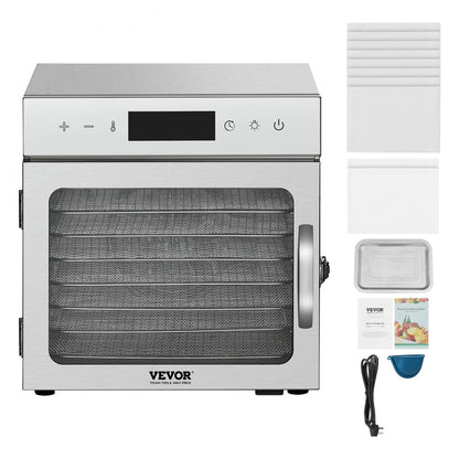 VEVOR 8 Trays Food Dehydrator Machine Stainless Steel 400W Jerky Fruit Drying