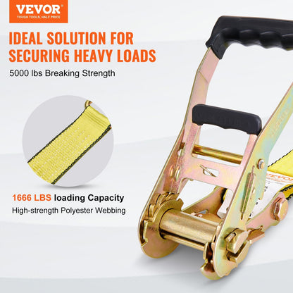 Heavy-Duty Ratchet Tie Down Straps, 4-Pack, 2268 kg Strength, 0.05m x 4.6m